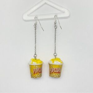 Popcorn Dangle Earrings - Yellow and White